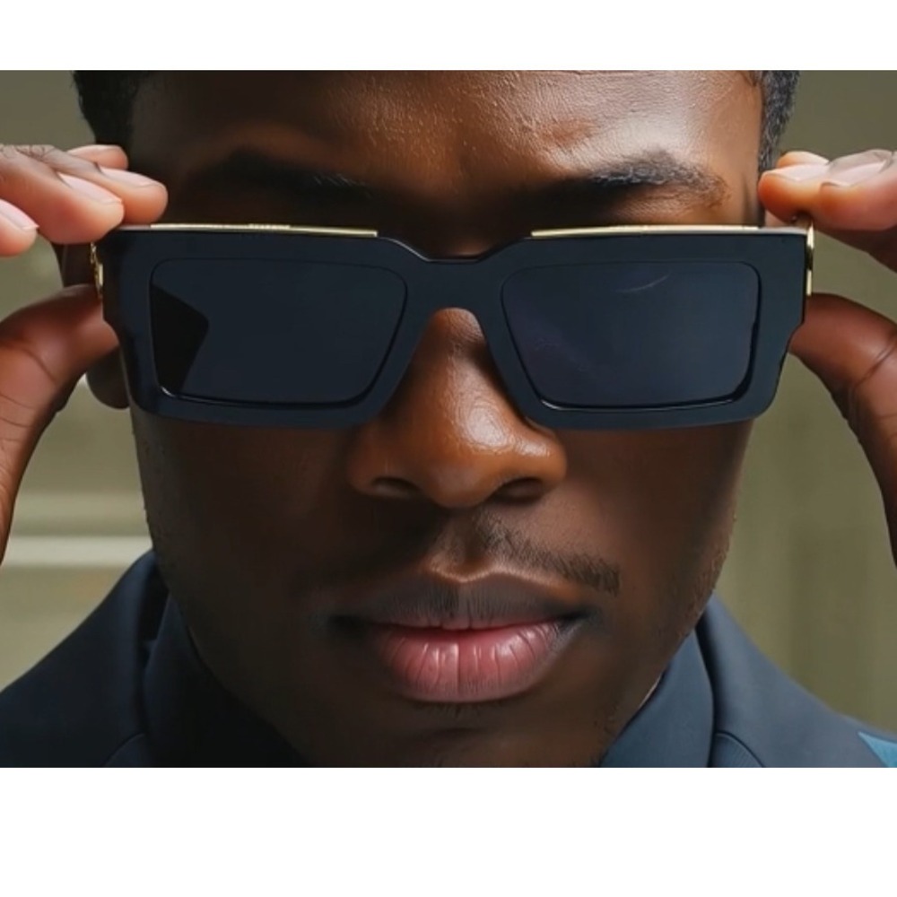 Men Square Sunglasses Classy Outdoor Street New Gold Top Bar 100% UV Protection‎